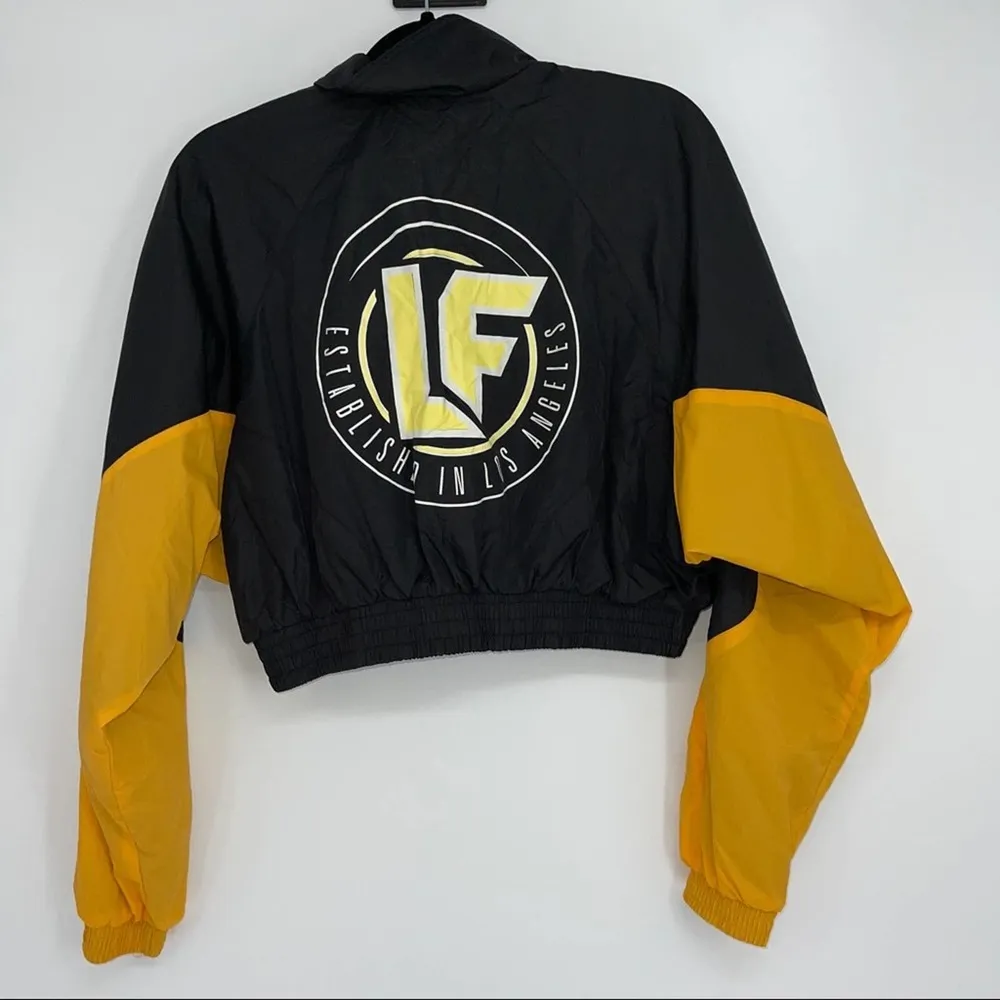 LF BLACK & GOLD VINTAGE VARSITY STYLE CROPPED JACKET SMALL - Image 2