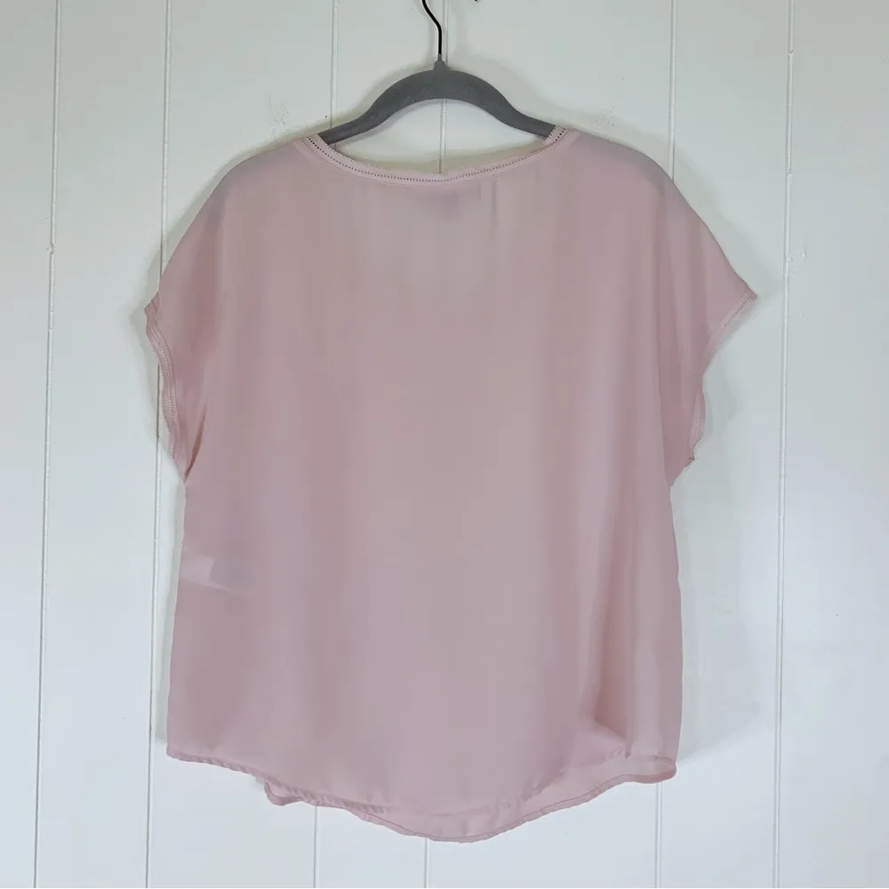 Light Pink Picot-Trim Short Sleeve Top XS - Image 2