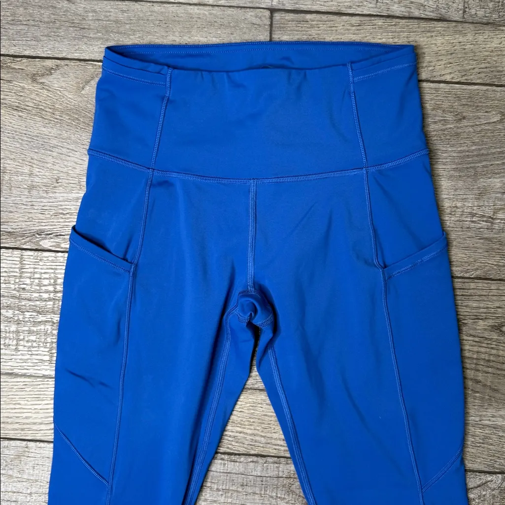 Blue High-Waisted Leggings with Pocket - Image 4