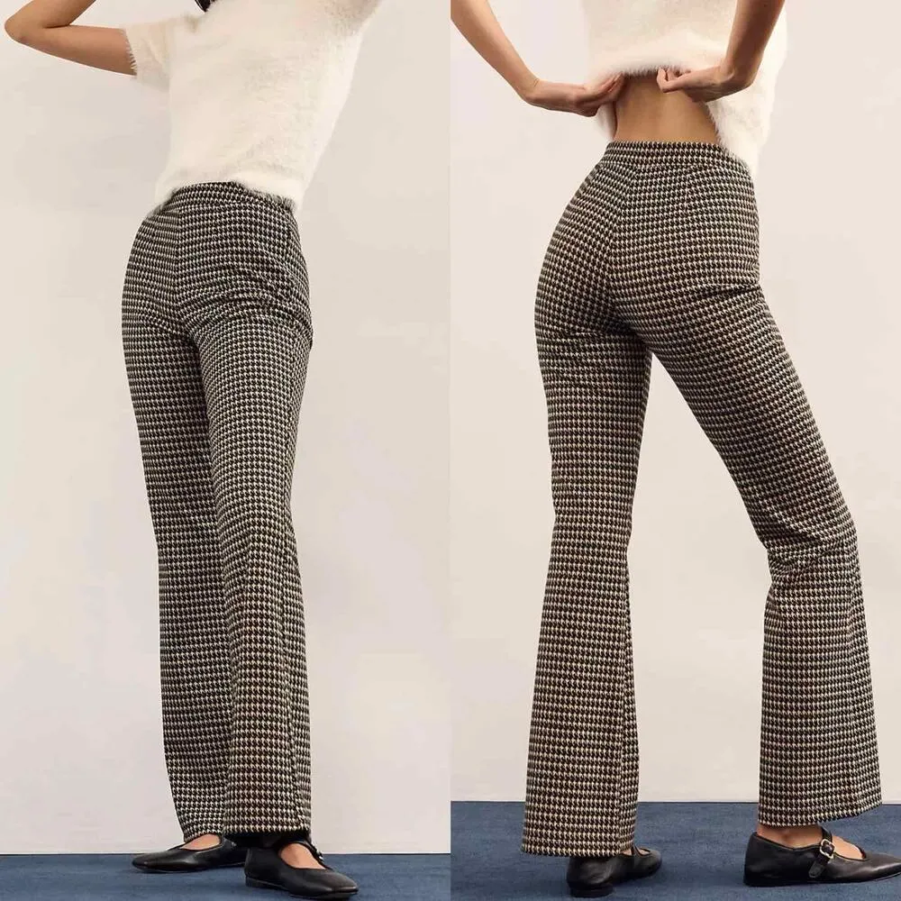 Sanctuary Anthropologie Filmore Flare Houndstooth Pants Business Casual Size XL - Image 5