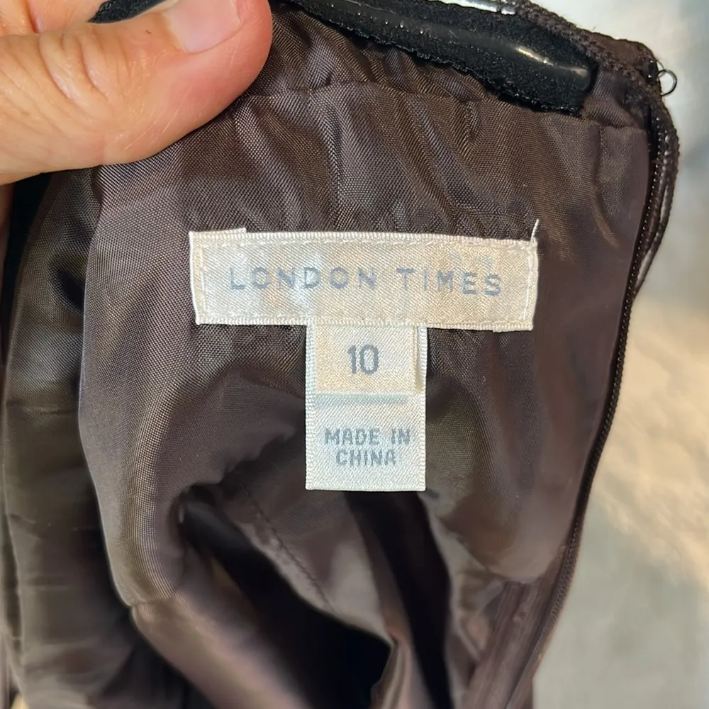 London Times Brown Midi Halter Dress Womens 10 - Image 5