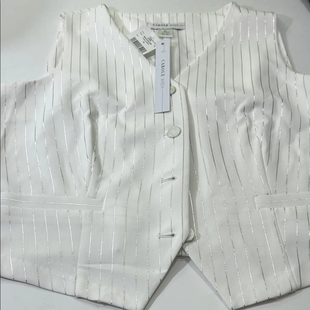 Carole White Pinstripe Women's Vest Size XL - Image 7