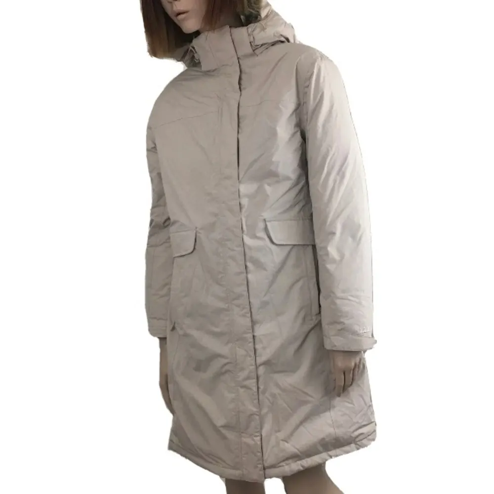 L.L.Bean  Beige Goose Down Hooded Puffer Coat Winter Coat Jacket Size M - Image 2