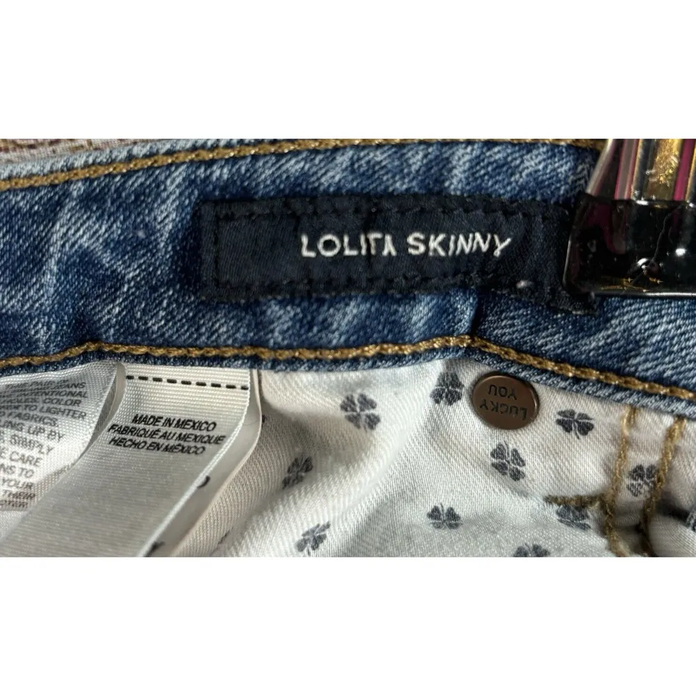 Lucky Brand Jeans Womens Size 4/27 Blue Denim Lolita Skinny small hole at zipper - Image 8