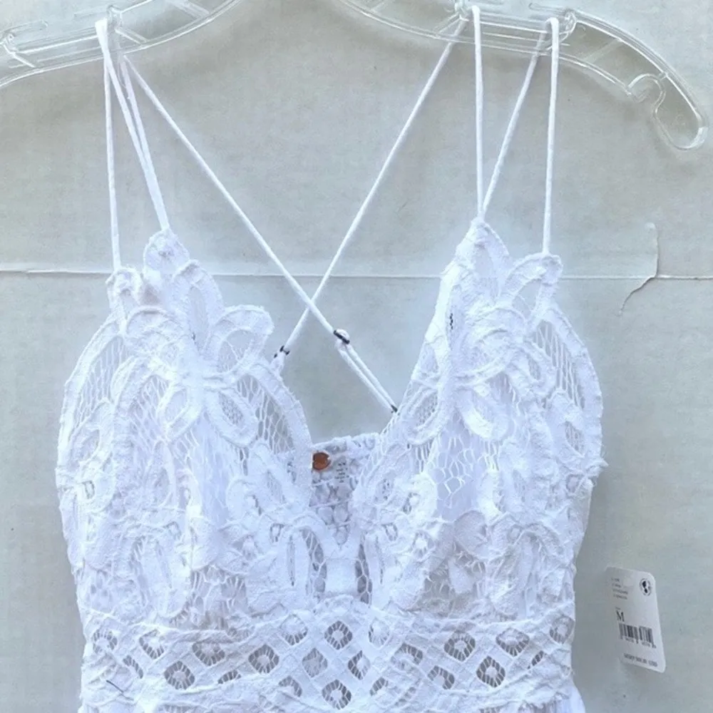 NWT Free People Womens XS white Adella lace crotchet cross strap cami top - Image 5