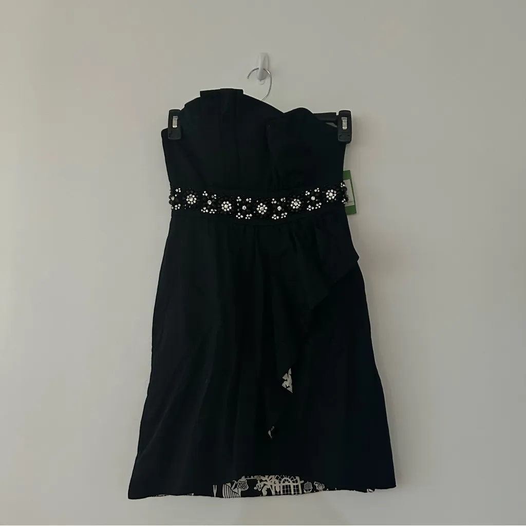 Lilly Pulitzer Crystal Black Late Night Toile Underlay Beaded Dress NWT Size 4 - Image 4