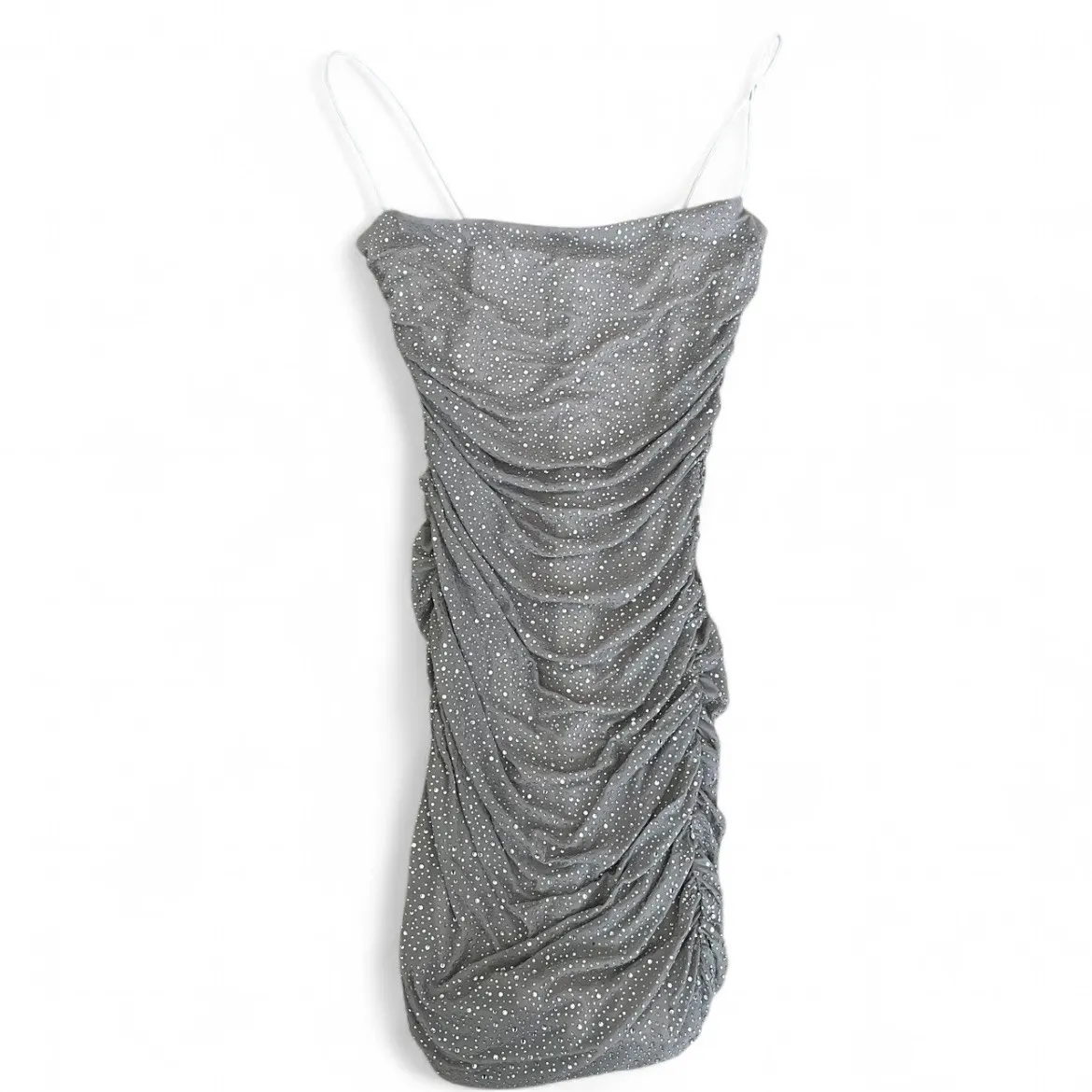 Oh Polly In The Spotlight Rhinestone Embellished Ruched Bodycon Mini Dress US 2 - Image 2