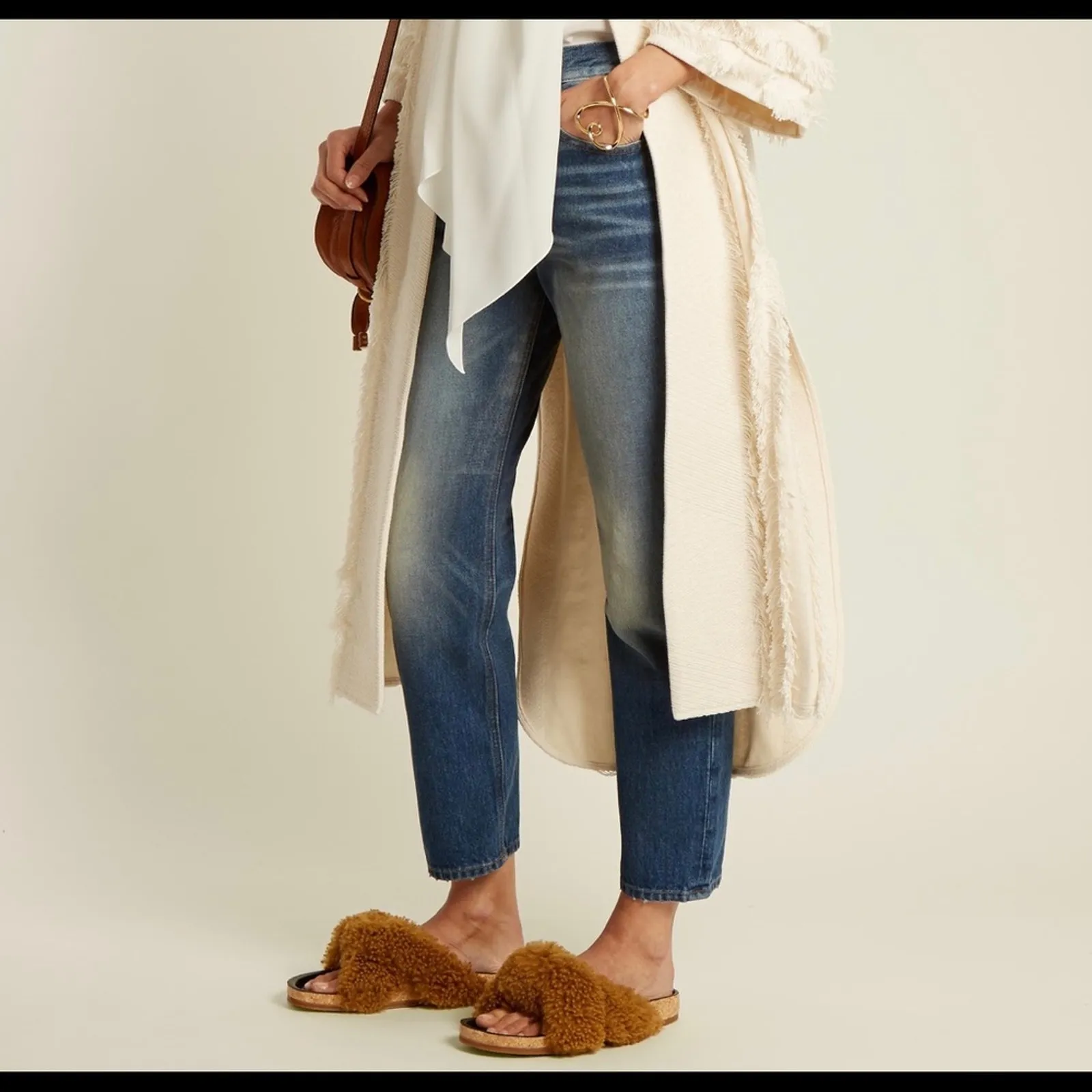 NWT Chloé Shearling Fur Flat Slide Sandal 35EU - Image 11