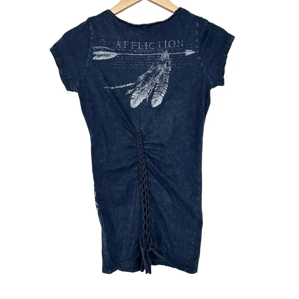 Affliction Gray Distressed Short Sleeve T Shirt Sz M - Image 4