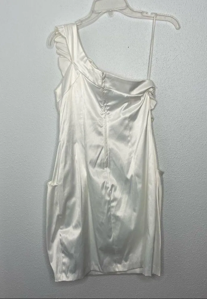 New Ruby Rox White One Shoulder Pocketed Dress with Flower Detail size 11 - Image 5