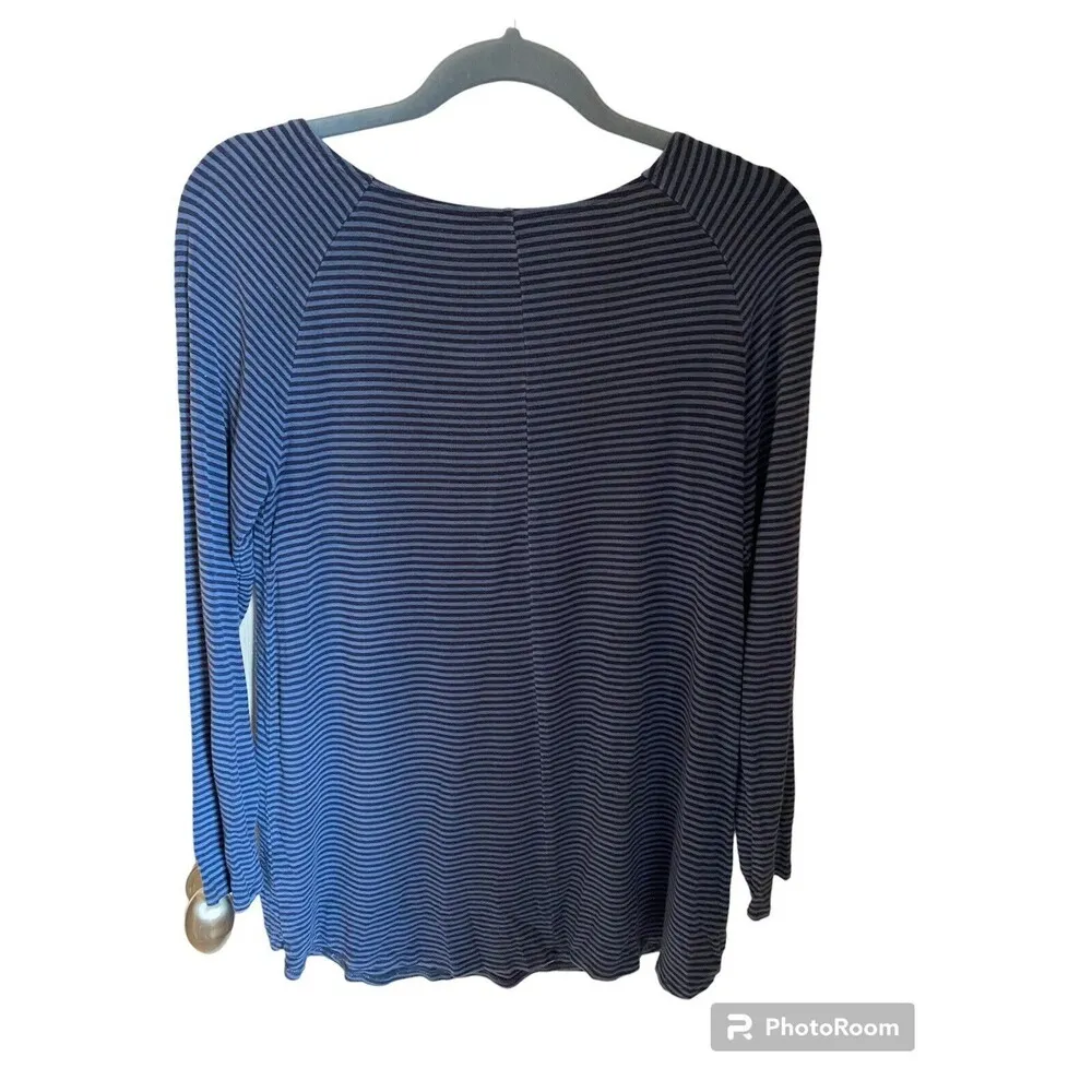Soft Surroundings Long-Sleeve Blue Stripped Shirt. Sz.XS Petite - Image 2