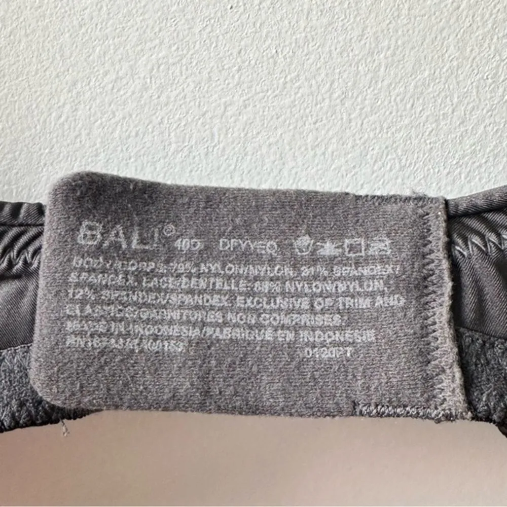 Bali gray padded bra size 40 wireless bra charcoal pretty lace comfy​ sexy cute - Image 2