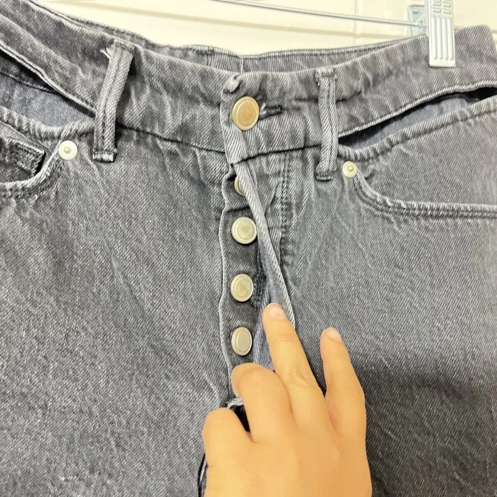 Good American Good Boy Ripped High Waist Split Hem Jeans Black Size 4/27 EUC - Image 7