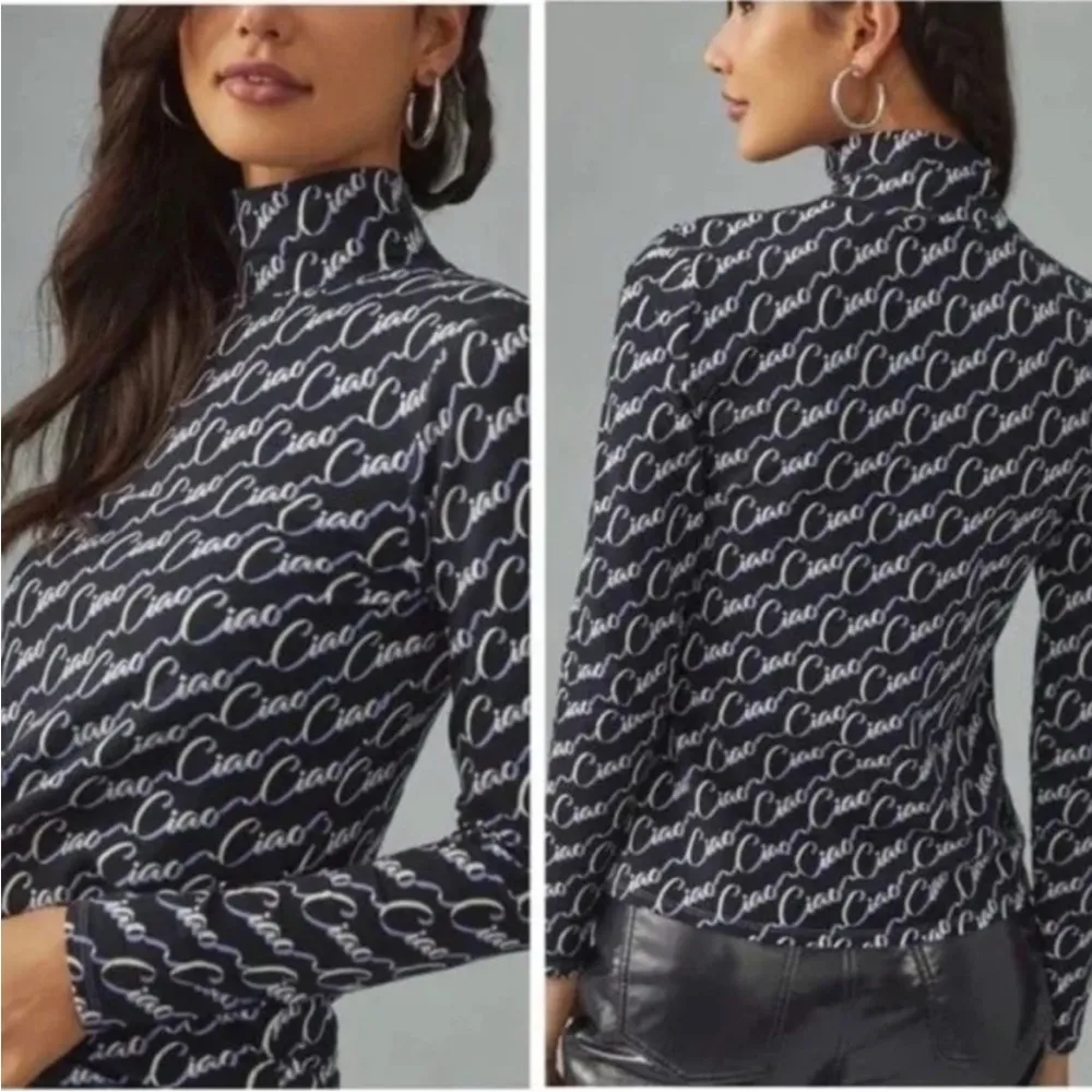 Anthropologie Maeve Ciao Printed Mock Turtleneck Long Sleeve - Image 2