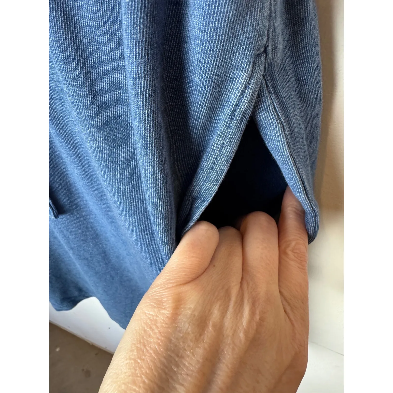 Z Supply Dress Women Small‎ Blue Dayshift Jersey Denim Mini Athleisure Gorpcore - Image 8