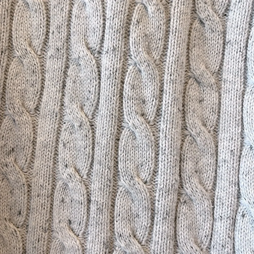 Cable Knit Cotton Sweater Pullover Gray Speckled Crewneck - Image 14