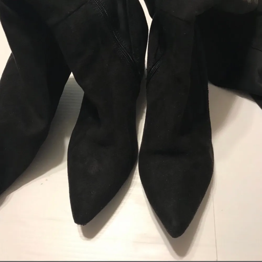 Wild Diva Lounge black faux suede over the boots heeled women size 10 - Image 3