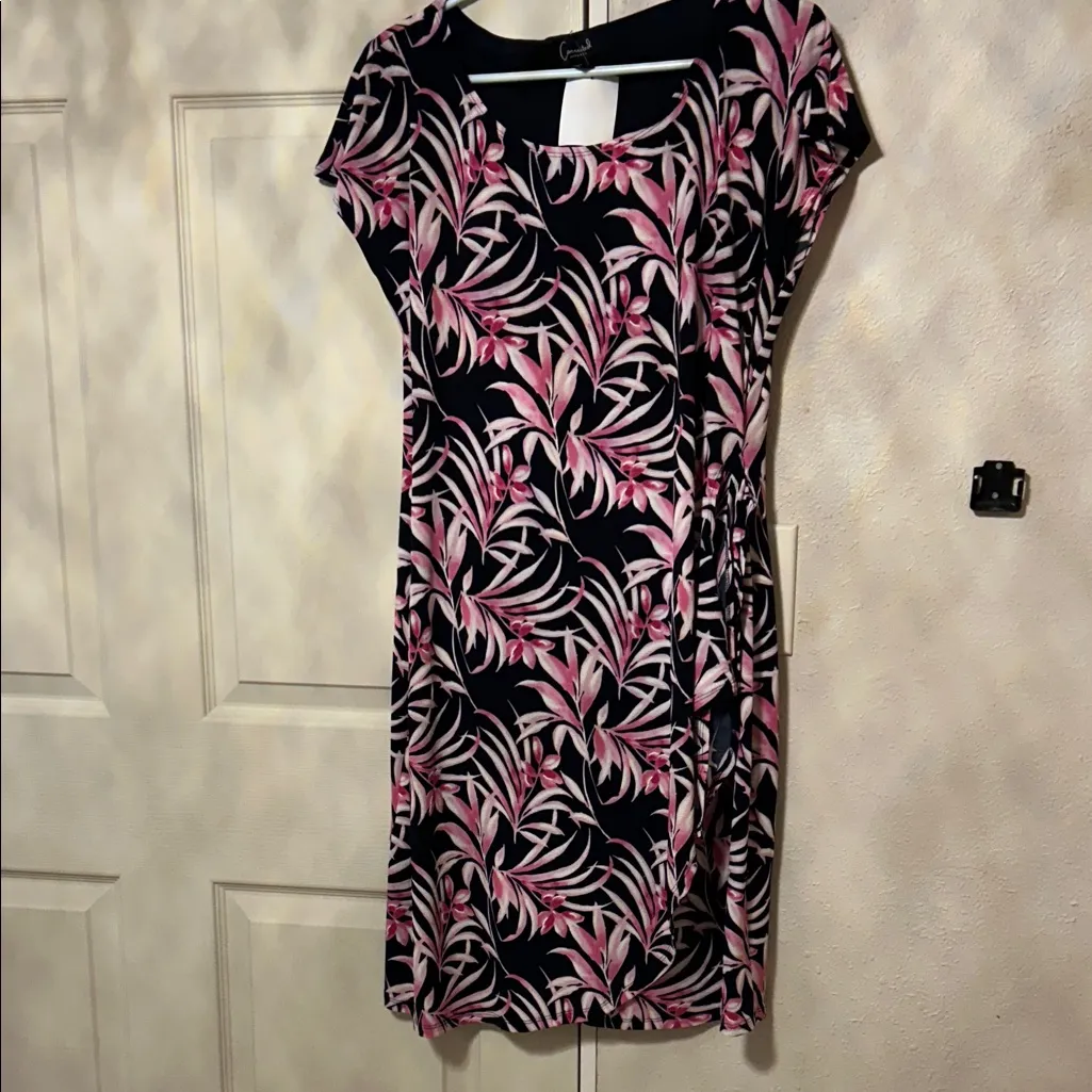 Connected Apparel Black and Pink Midi Dress - Image 5
