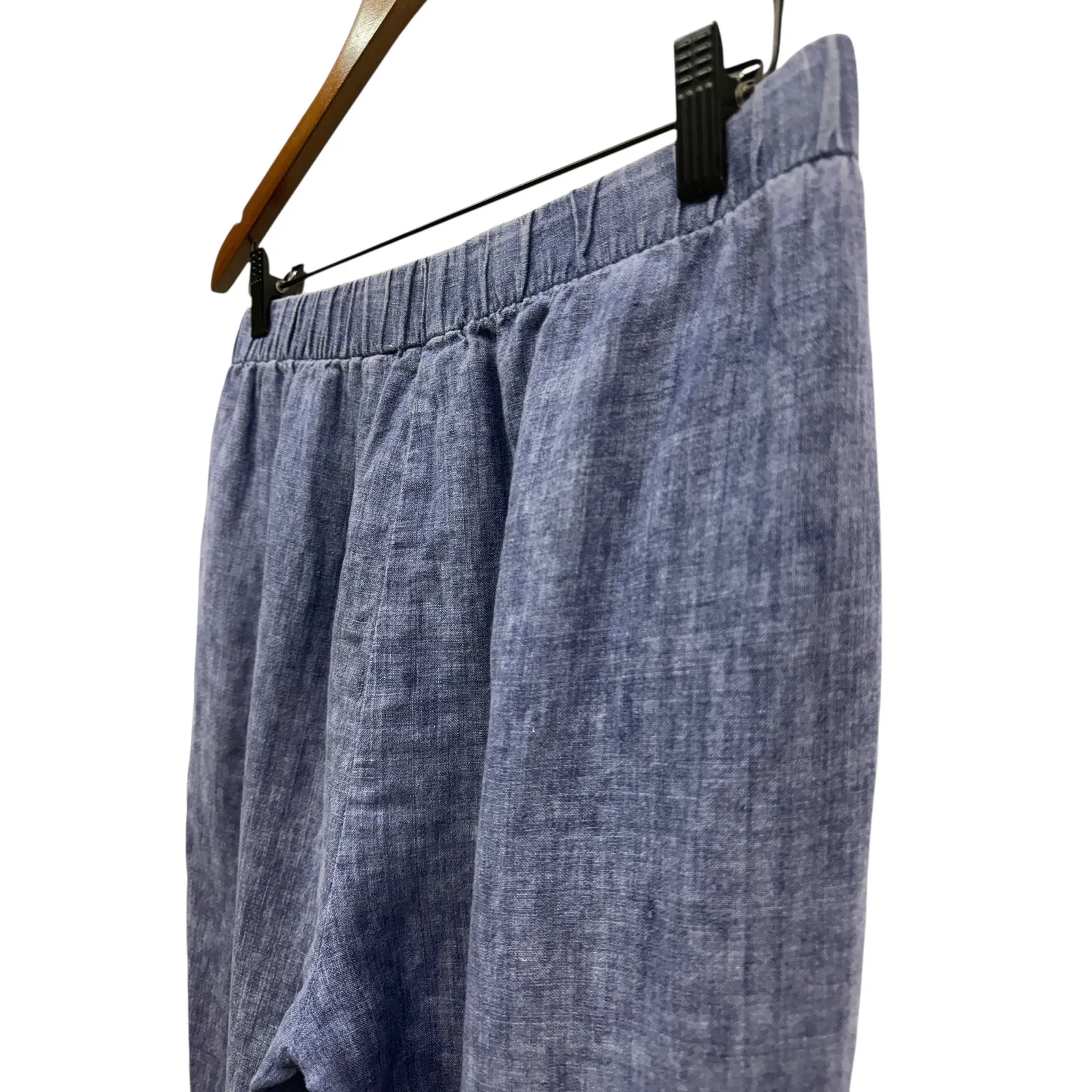 Eileen Fisher Organic Linen Pull-On Cropped Pants in Blue size XS - Image 4