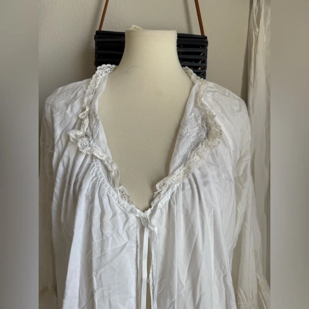 Vintage Barad&Co White Nightgown & Robe, Size Large - Image 4