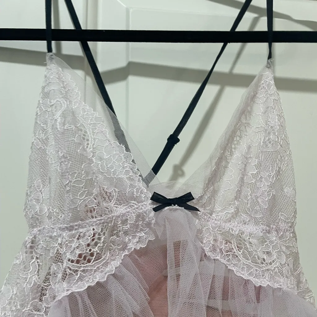 Victorias Secret Elegant Pink Lace Babydoll Nightgown size large - Image 9