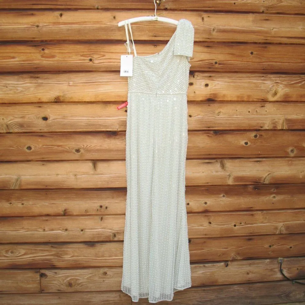 Mac Duggal 93735 Womens Green PEARL EMBELLISHED SOFT TIE ONE SHOULDER GOWN - Image 11