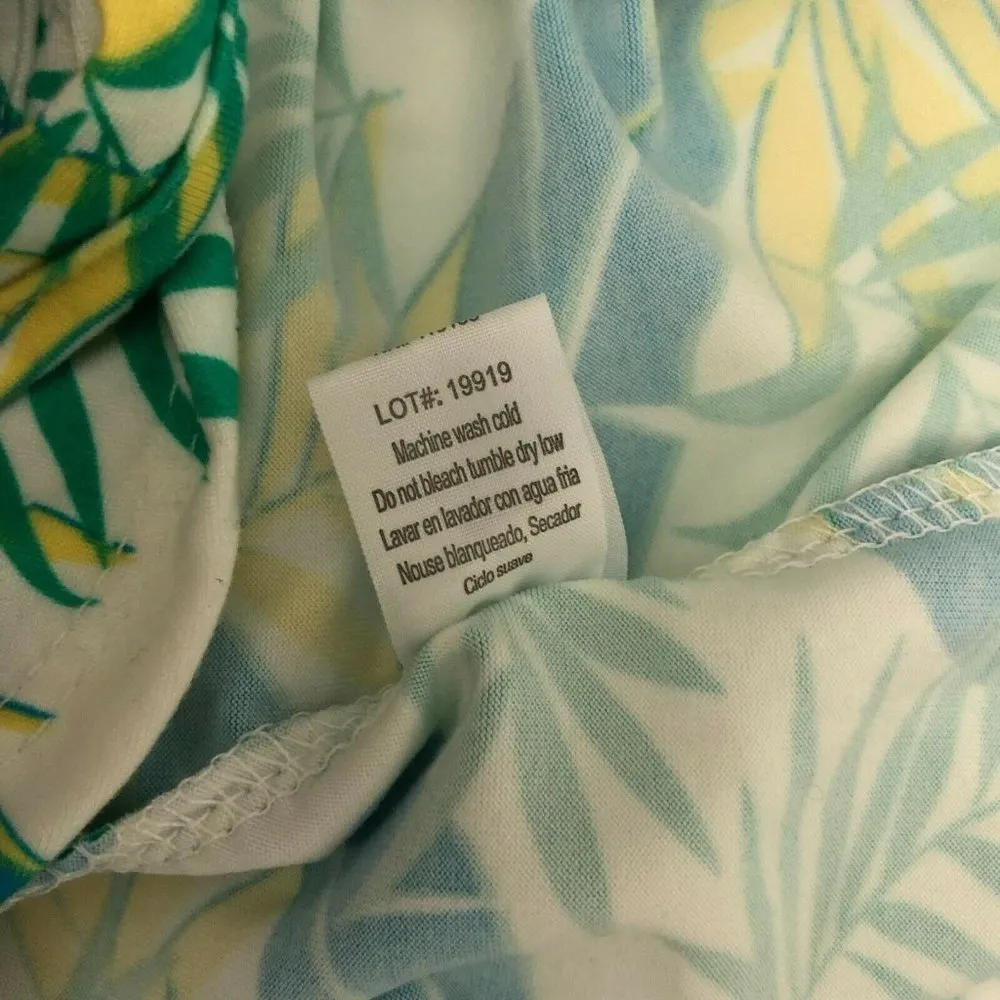 Poof Womens Cami Tank Top Strappy Palm Print Soft Tie Front Crop Blue Yellow S - Image 5