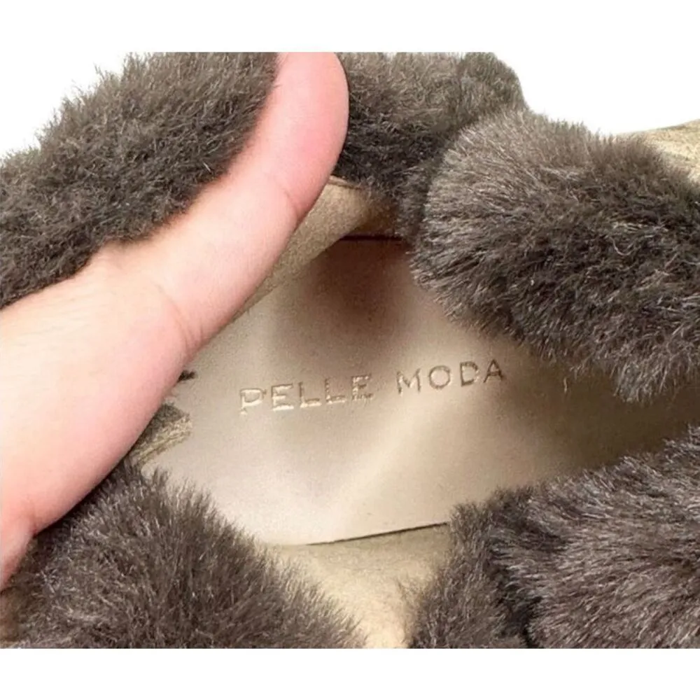 Pelle Moda Boots Size 6.5 Erin Faux Fur Trim Wedge‎ Camouflage Zip Booties Green - Image 7