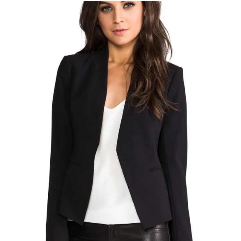 Theory Lanai black blazer open front virgin wool women 6 - Image 2