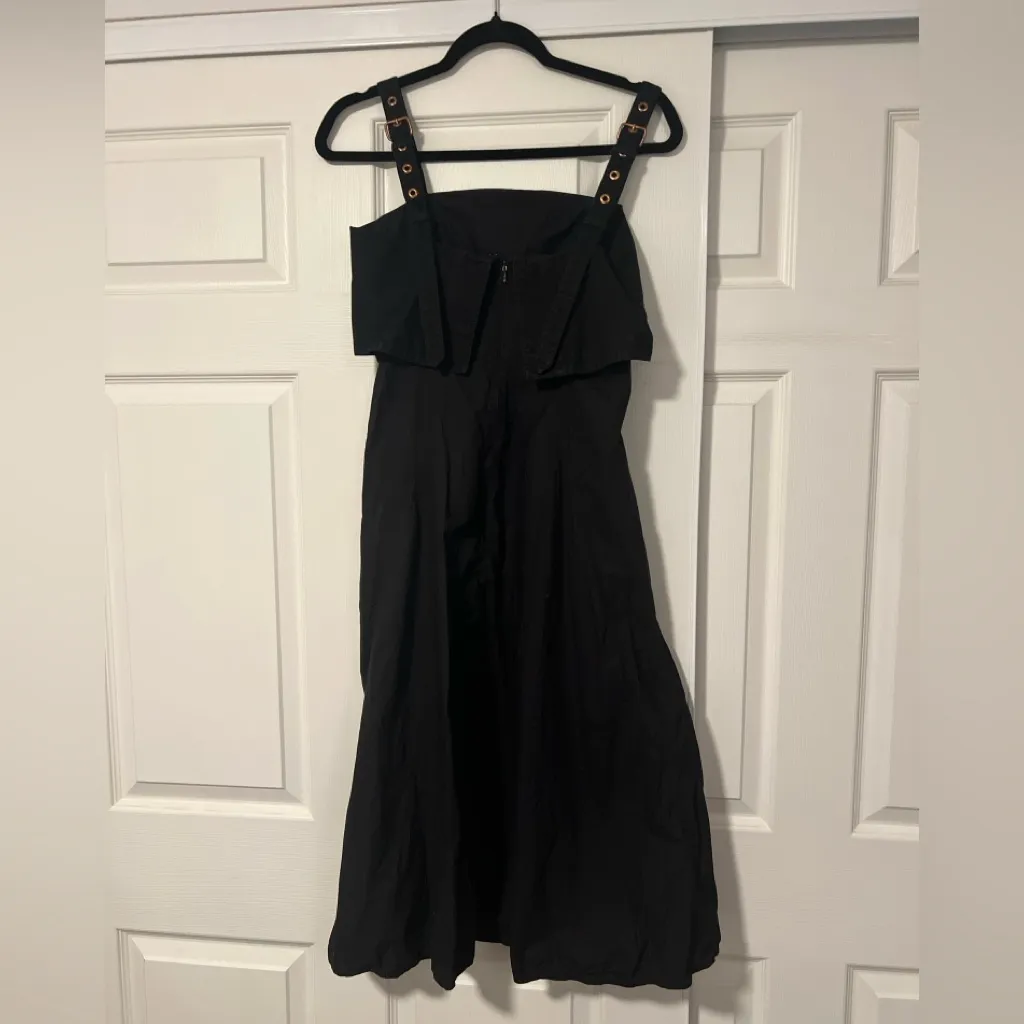 Proenza Schouler $1098 Midi Tank Buckle Black Gold Dress - Image 3