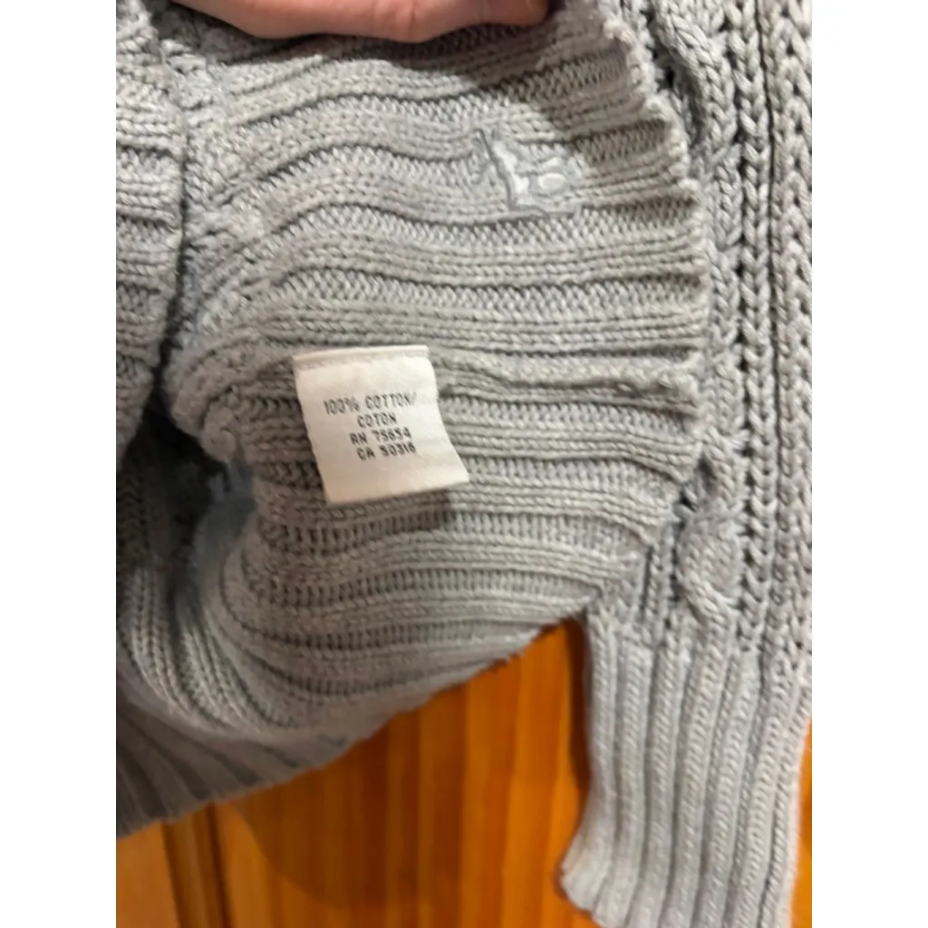 Y2k Abercrombie & Fitch Fitted Cable Knit Hoodie Cardigan Gray Bella Swan - Image 4