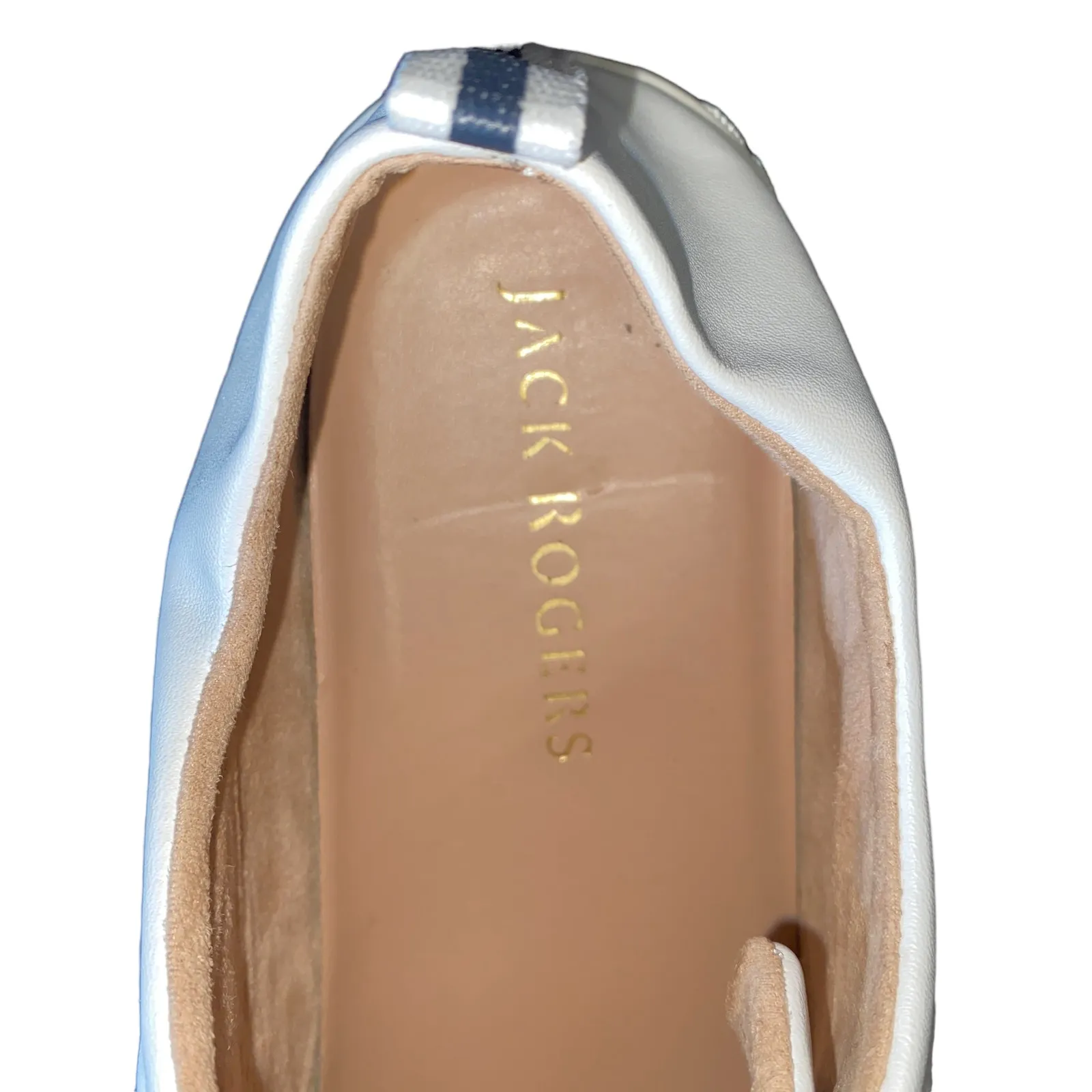 Jack Rogers Ainley Chevron Beaded White Leather Lace-Up Sneakers Womens Size 9.5 - Image 9