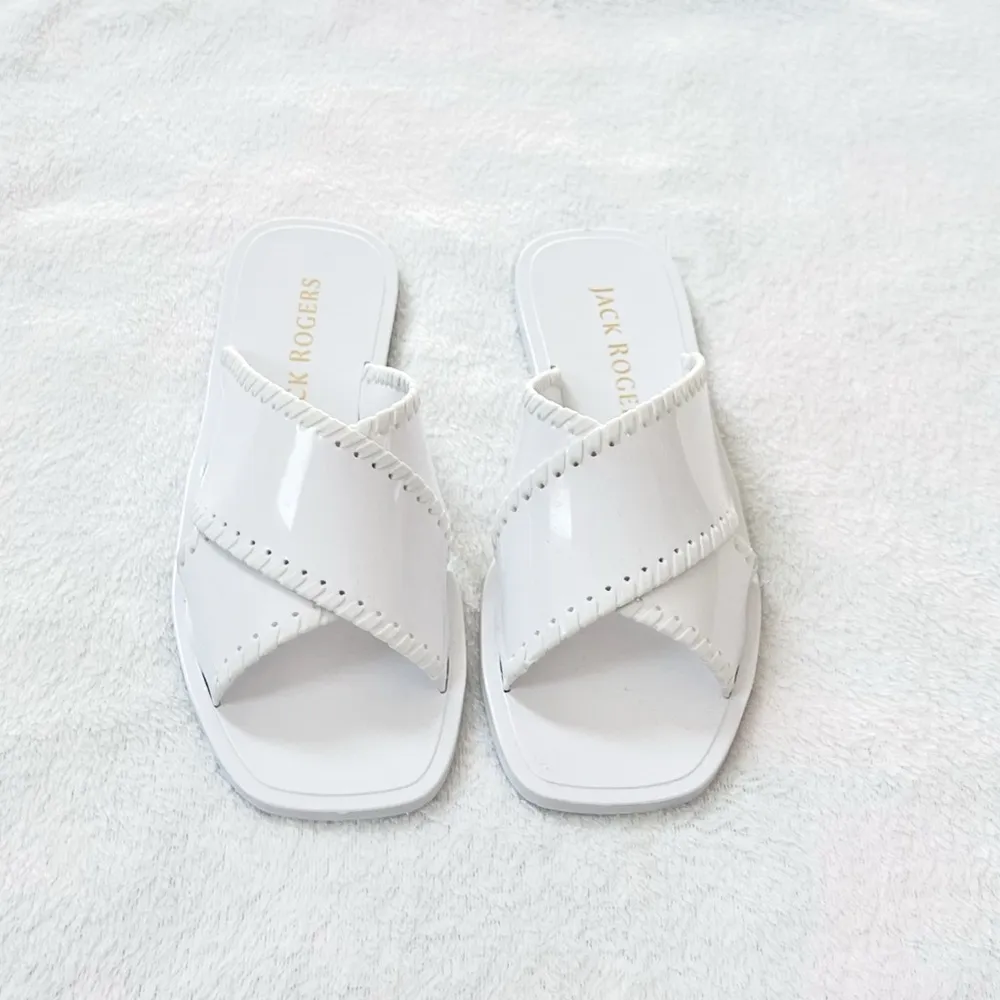 NEW Jack Rogers Sloane Criss Cross Jelly Solid White Sandals Flats Size 7 Medium - Image 3