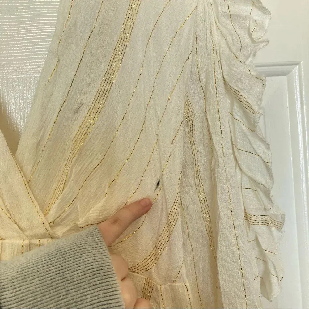 NWT FREE PEOPLE Huxley Maxi Dress Ruffle Cutout Open Back Metallic Boho Size S - Image 12