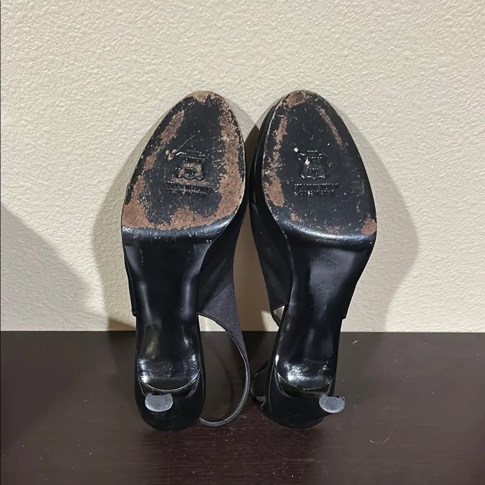 Stuart Weitzman size 9 Black Satin Strap Slingback Heels - Image 5