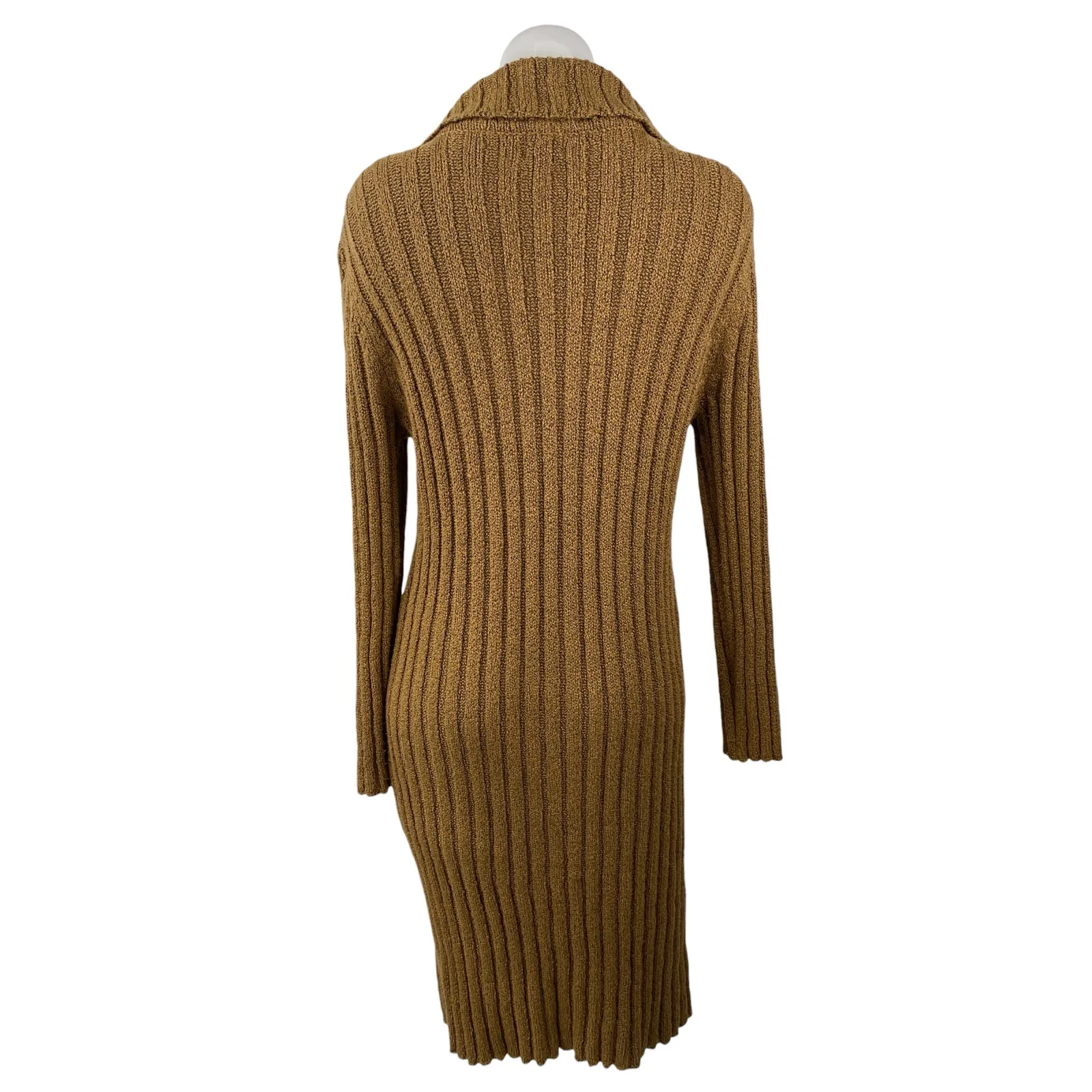 INC International Concept Brown Rib Knit Long Sleeve Button Down Sweater Dress S - Image 2
