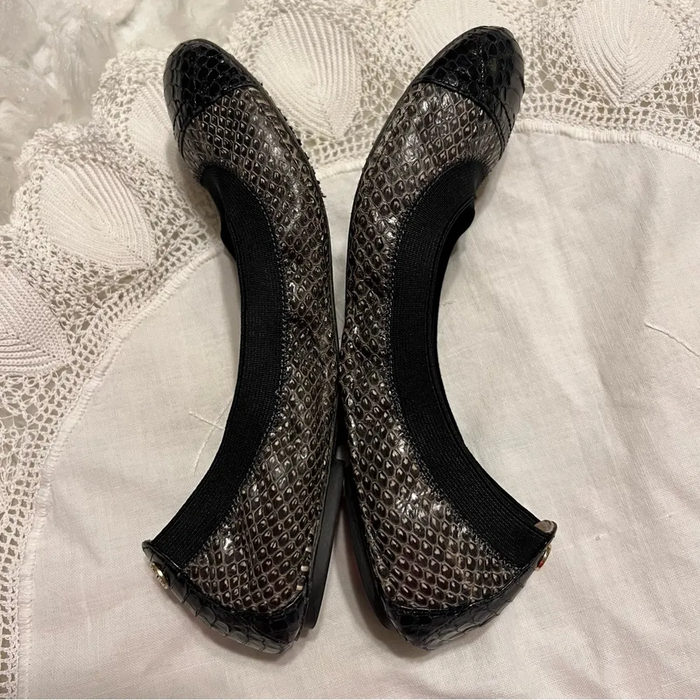 Tory Burch Lisa Ballet Scrunch Flats Shoes Cap Toe Reptile Skin Women’s Size 7 - Image 5