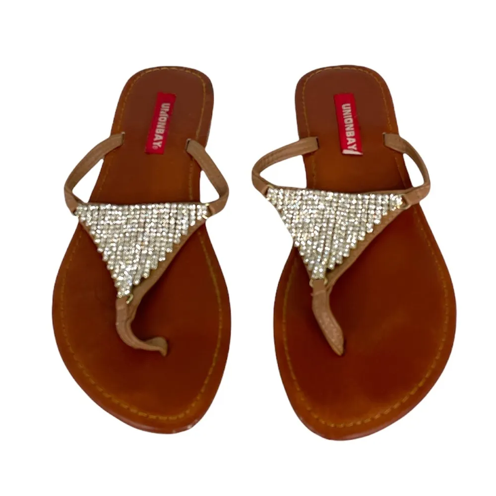 Unionbay Ice Rhinestone Sandals, Brown, Tan, 8 - Image 9