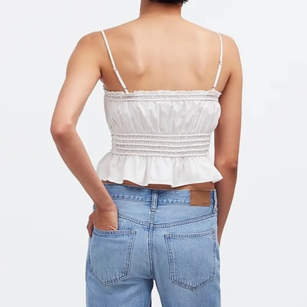 NWT  Smocked Button-Front Top in Poplin Medium - Image 11