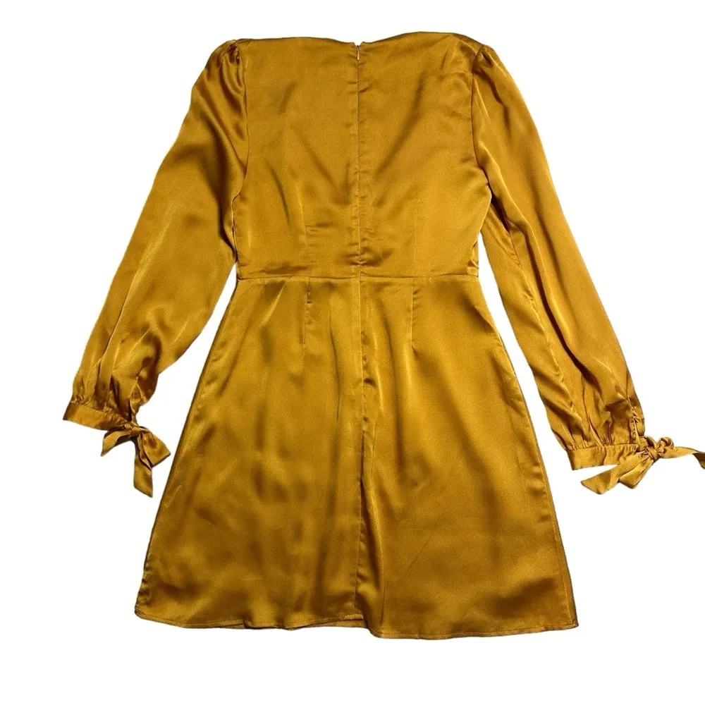 Lost + Wander Golden Yellow Dawn Satin Mini Dress Womens US S - Image 10