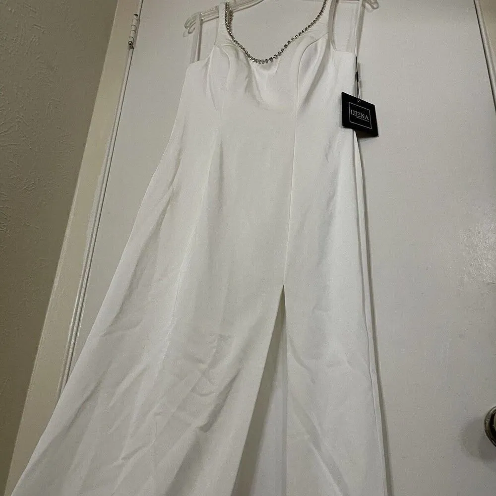 NWT! MAC DUGGAL SLEEVELESS CRYSTAL SCOOP NECKLINE COLUMN White GOWN US-6 26583 - Image 5