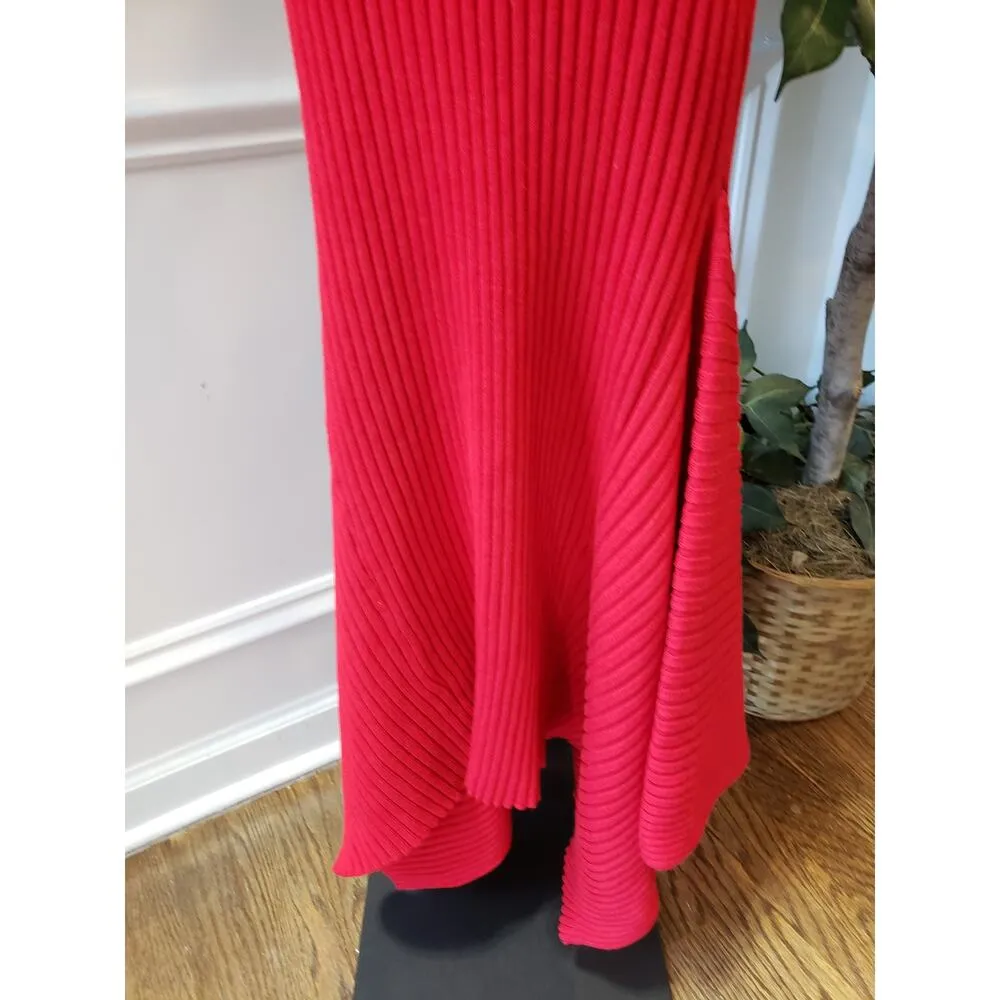 Swank A Posh Long Maxi Dress Womens Medium Red Knitted Long Sleeve Mock Neck - Image 11