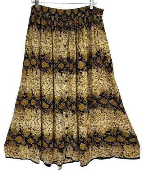 Y2K Mary Jayne Snake Animal Print Midi Maxi Skirt Plus Size Button Front Black - Image 1