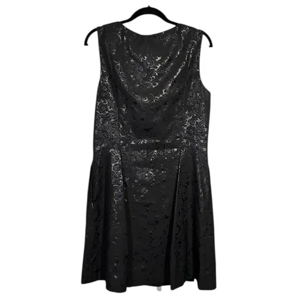 HUTCH Women's Curvy Plus 14 Black Jacquard Sleeveless Fit & Flare LBD Dress EUC - Image 2