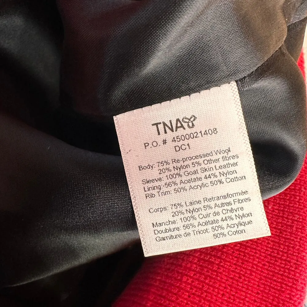 TNA Aritzia Women's Varsity Bomber Spee Wool Letterman Jacket Size Large Red - Image 6