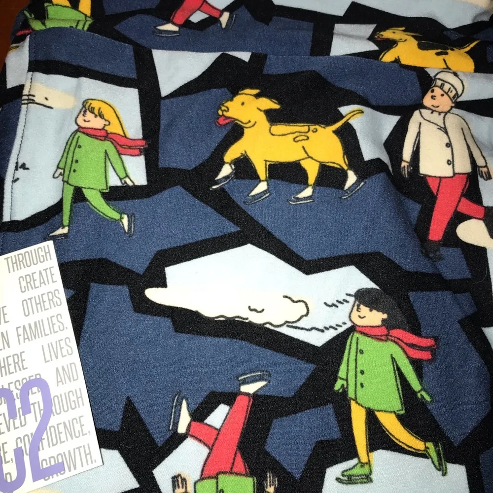 LuLaRoe Leggings Holiday Dog Ice Skating BNWT TC2 Tall & Curvy 2 Sz 18+ Plus Sz - Image 2