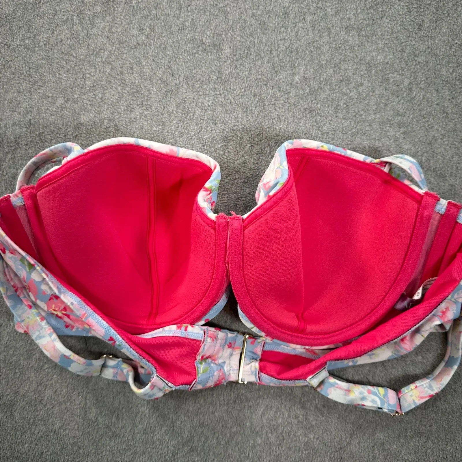 Adore Me Vivien Blue Floral Bikini Swim Top Women's 40DD Underwire Pink Beach - Image 8