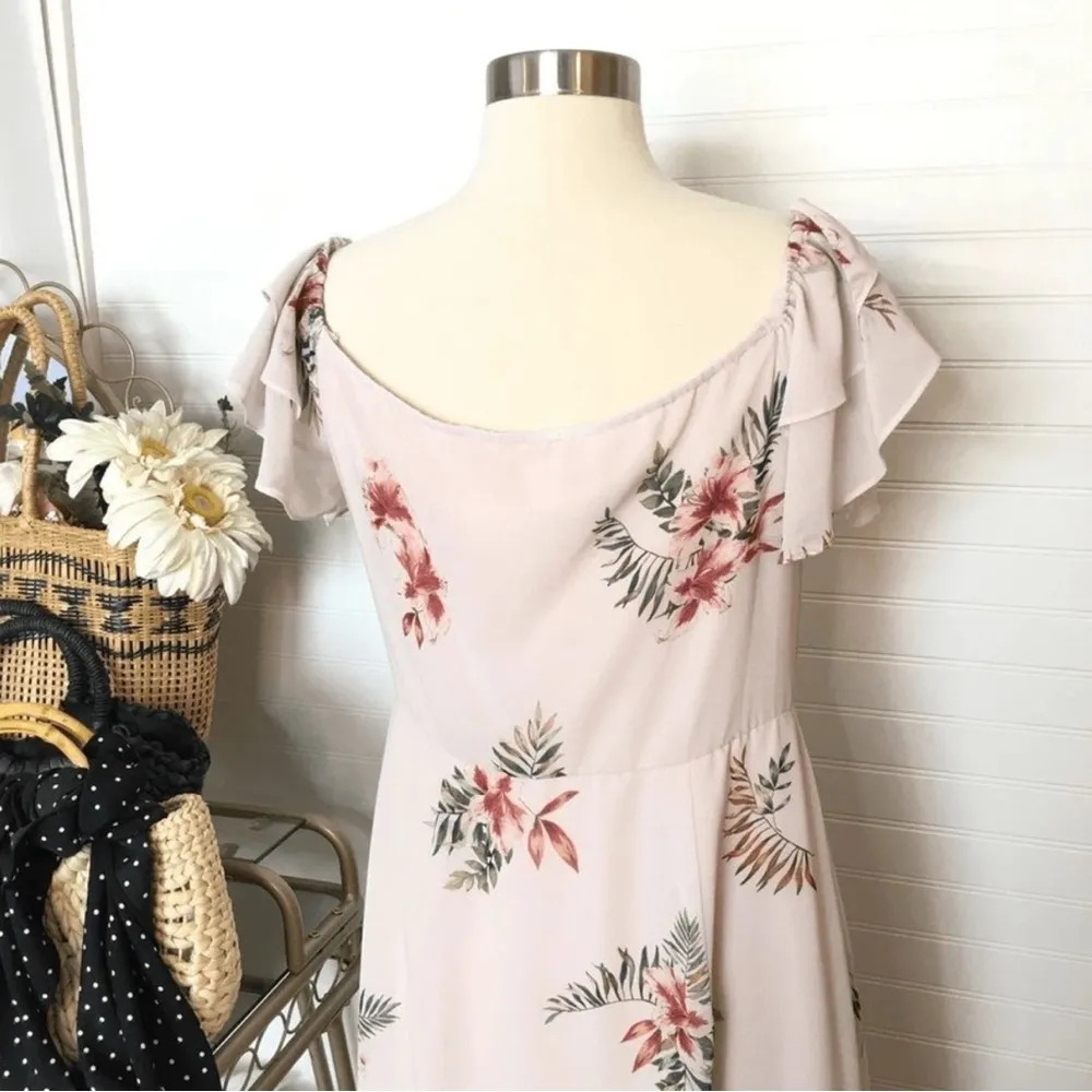 Willow & Clay Pastel Pink Floral Ruffle Chiffon Dress - Image 5