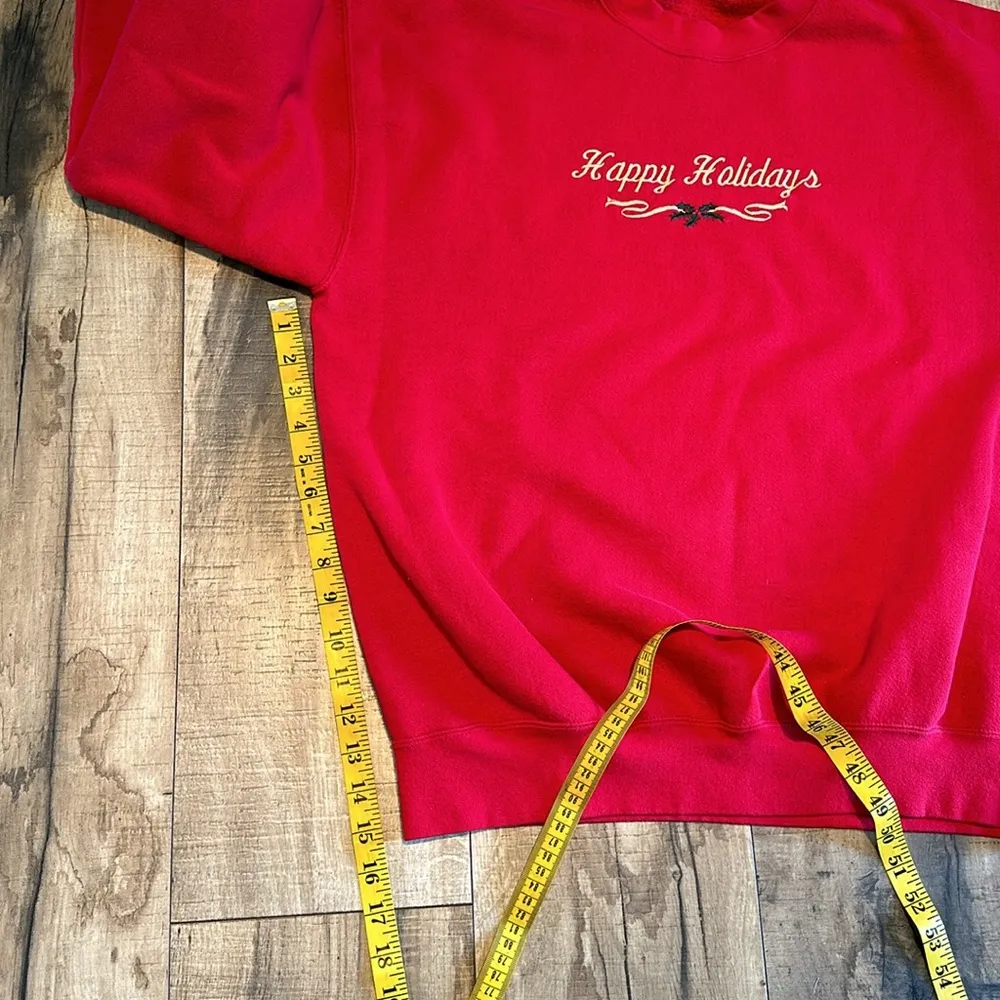 Vintage 90s Happy Holidays Ugly Christmas Holiday Red Sweater Womens Large - Image 3
