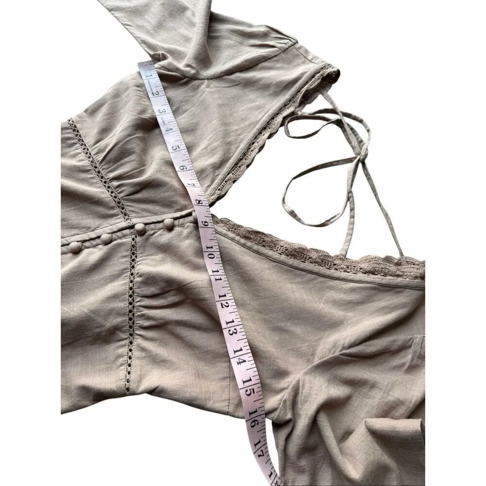 Abercrombie & Fitch Light Brown Lace Trim Blouse Size XS - Image 8